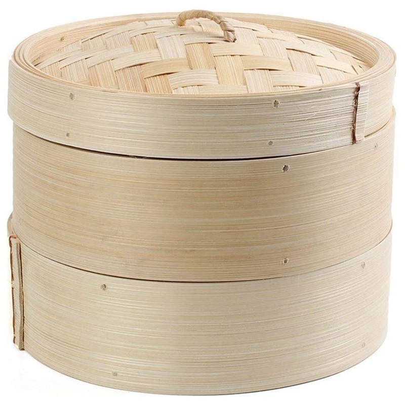 Steamer Bamboo Set - Bambus-Dampfgarer, 2-stufig, 20,3 cm, Dim-Sum-Korb, Reis-Nudelkocher-Set