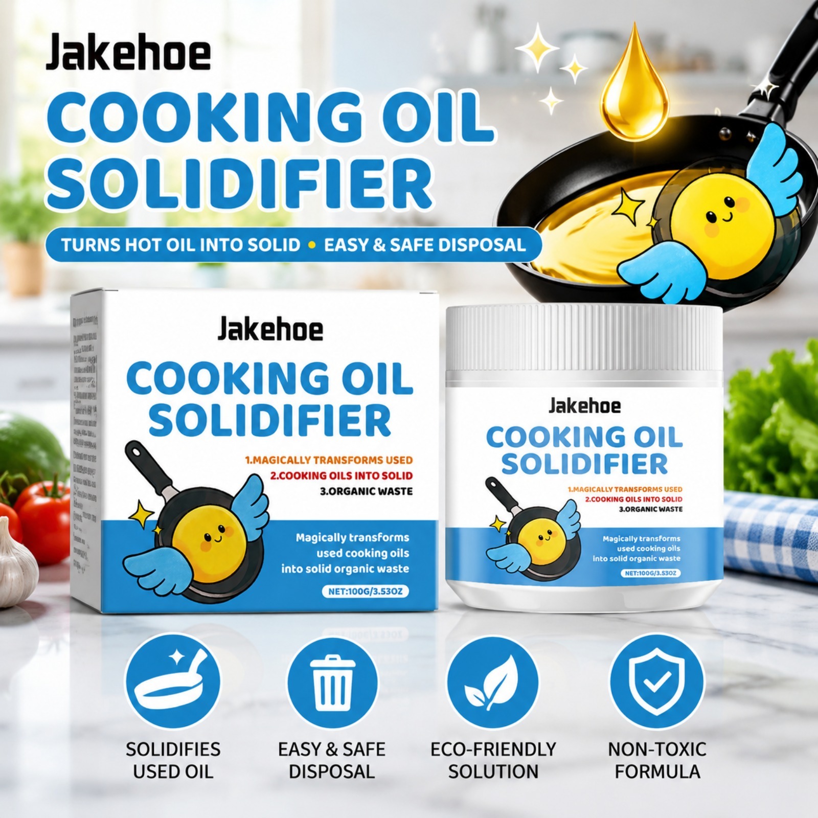 Home Cooking Oil Disposal - Frittieröl-Festiger-Pulver verhindert verstopfte Abflüsse, verwandelt gebrauchtes