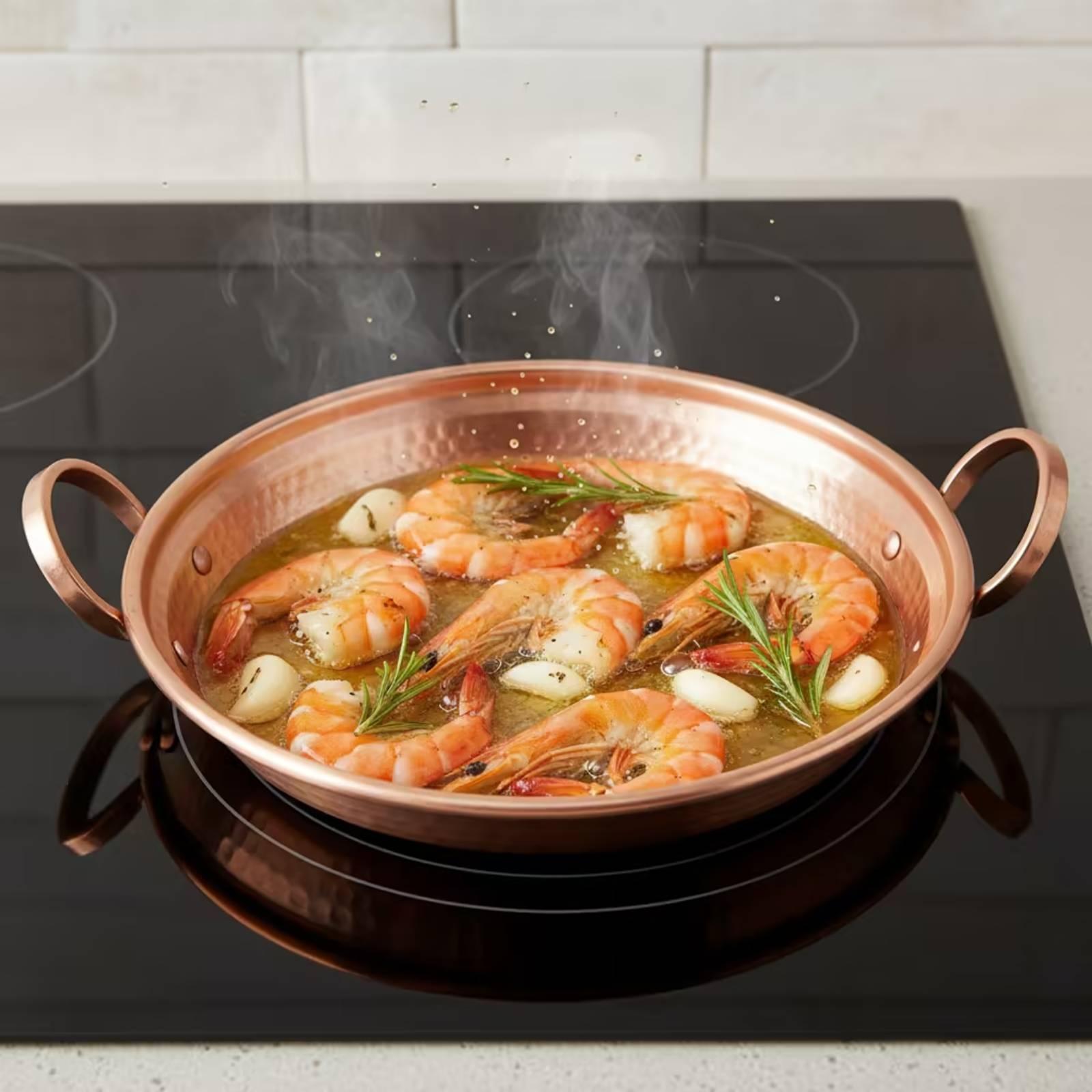 Home Cooking Host - Kupferpfanne mit zwei Griffen und Schlaufen,