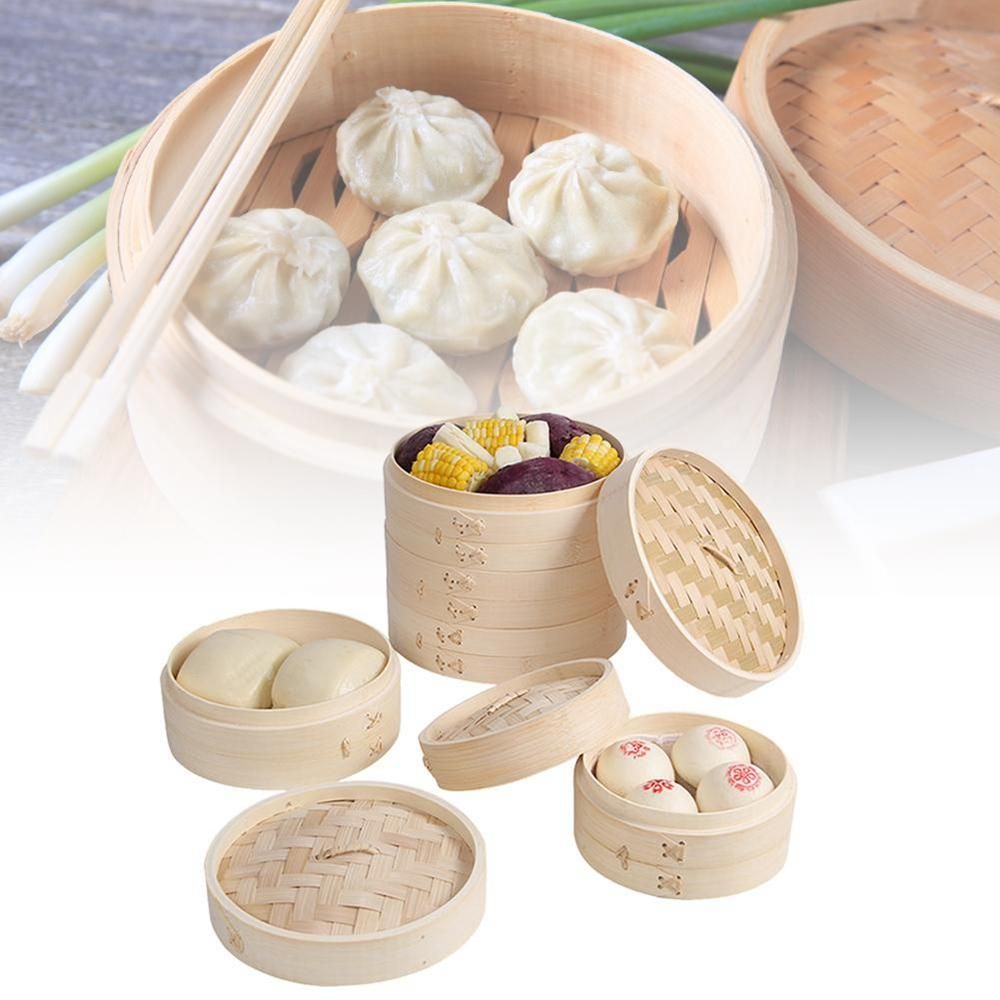 Steamer Bamboo Set - Chinesische Knödel Küche mit Deckel Korb