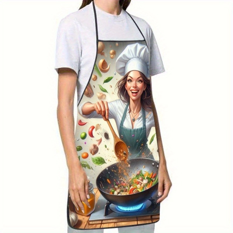 Home Cooking Chef - Schürze mit Gemüse-Kochmotiv, langlebig und leicht