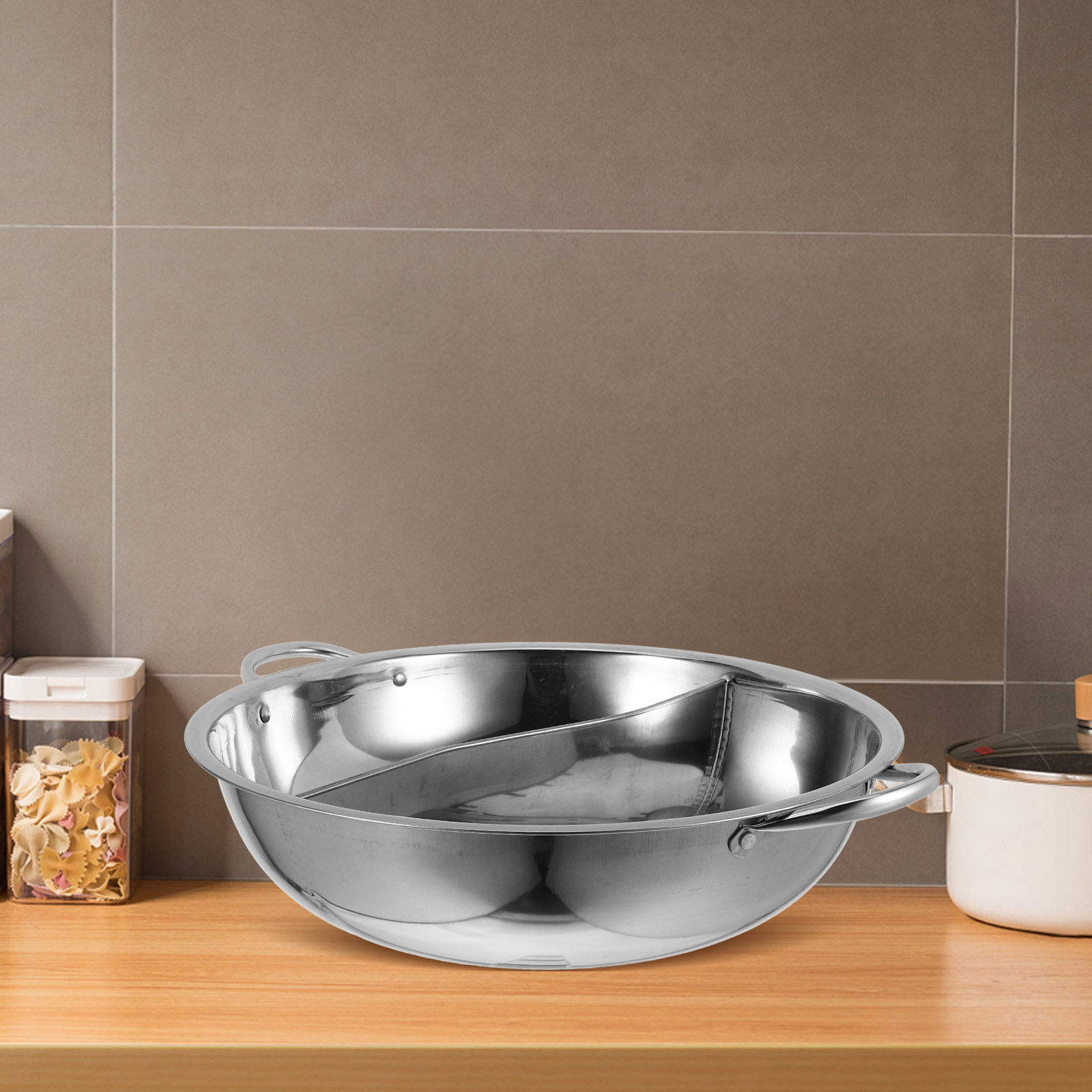 Home Cooking Host - Verstärkter Edelstahl-Hotpot mit Trennwand, Doppelfach-Suppenkochtopf für